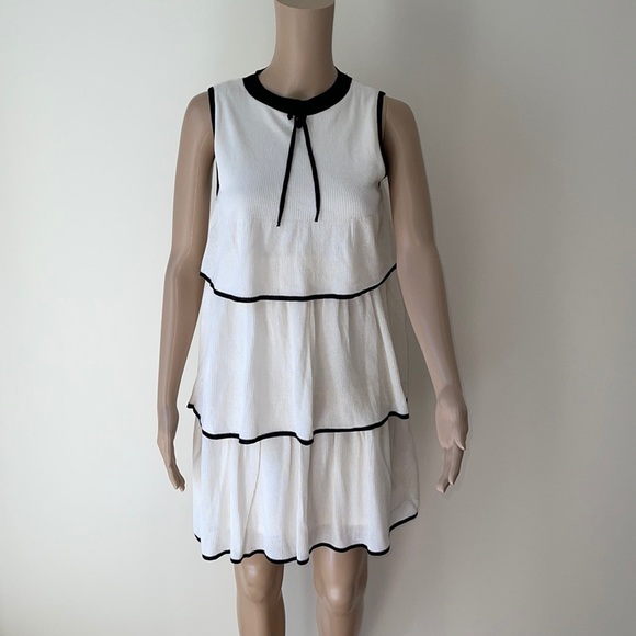 ZARA | Tiered knit midi dress in white / black - Picture 5 of 12